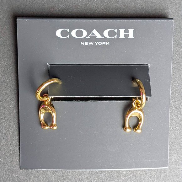 NWT Coach 359753 C Charm Huggie Earrings - Picture 1 of 11